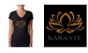 LA Pop Art Women's V-Neck T-Shirt with Namaste Word Art